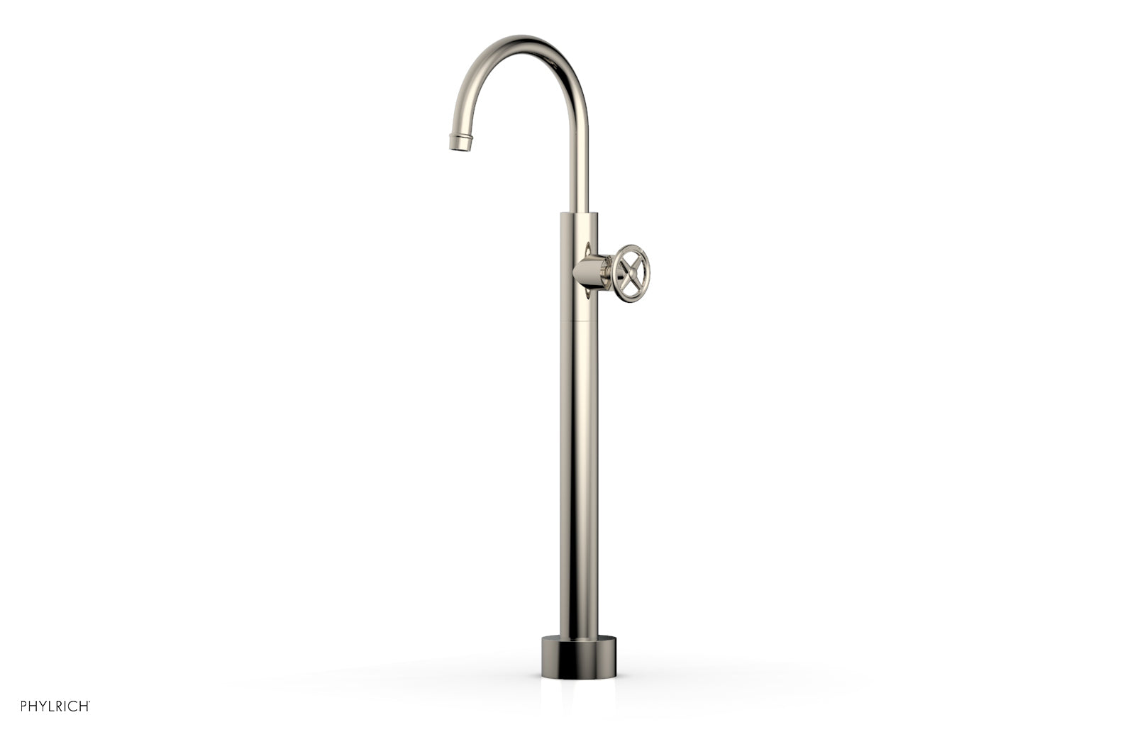 Phylrich WORKS Low Floor Mount Tub Filler - Cross Handle