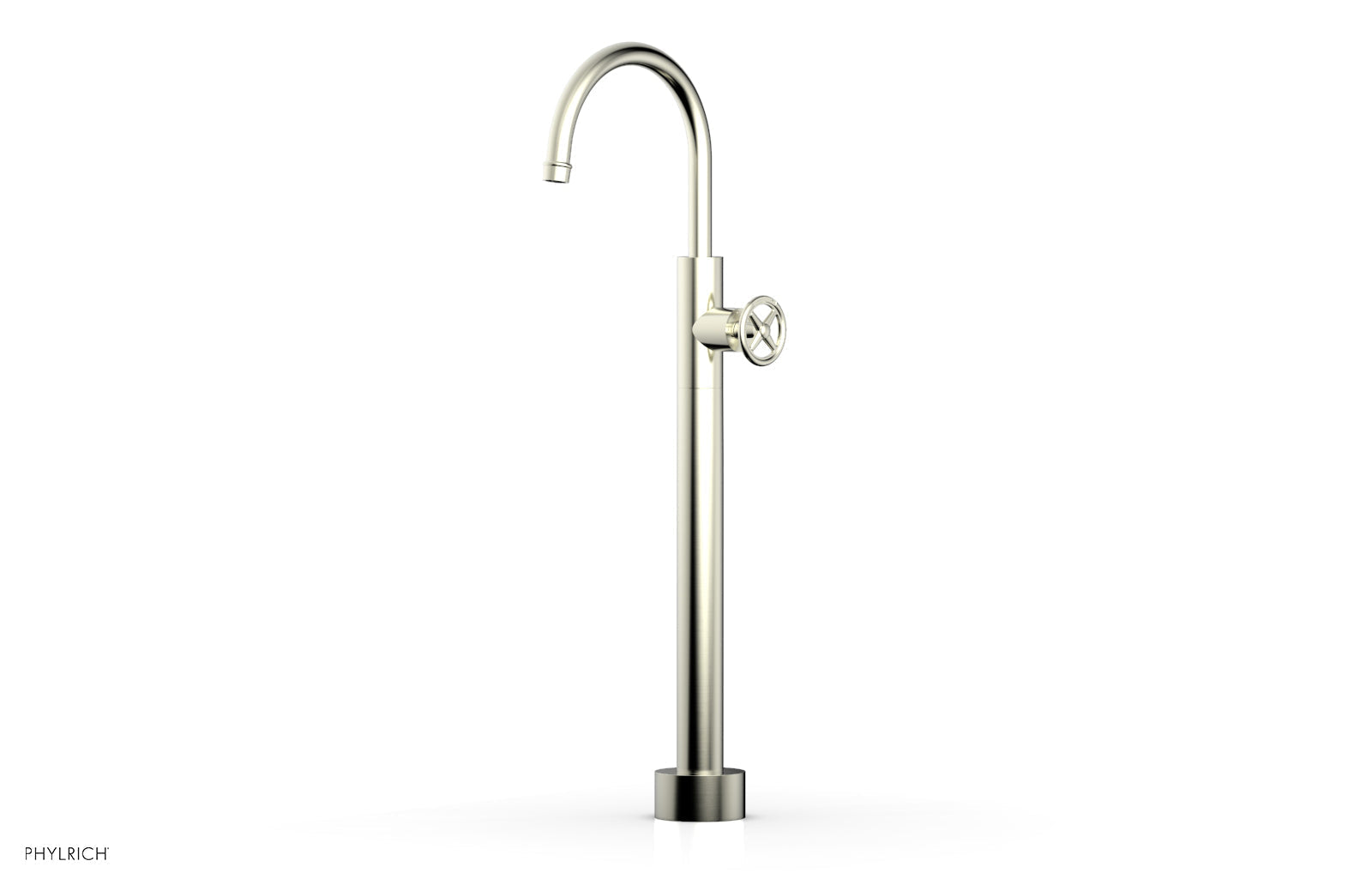 Phylrich WORKS Low Floor Mount Tub Filler - Cross Handle