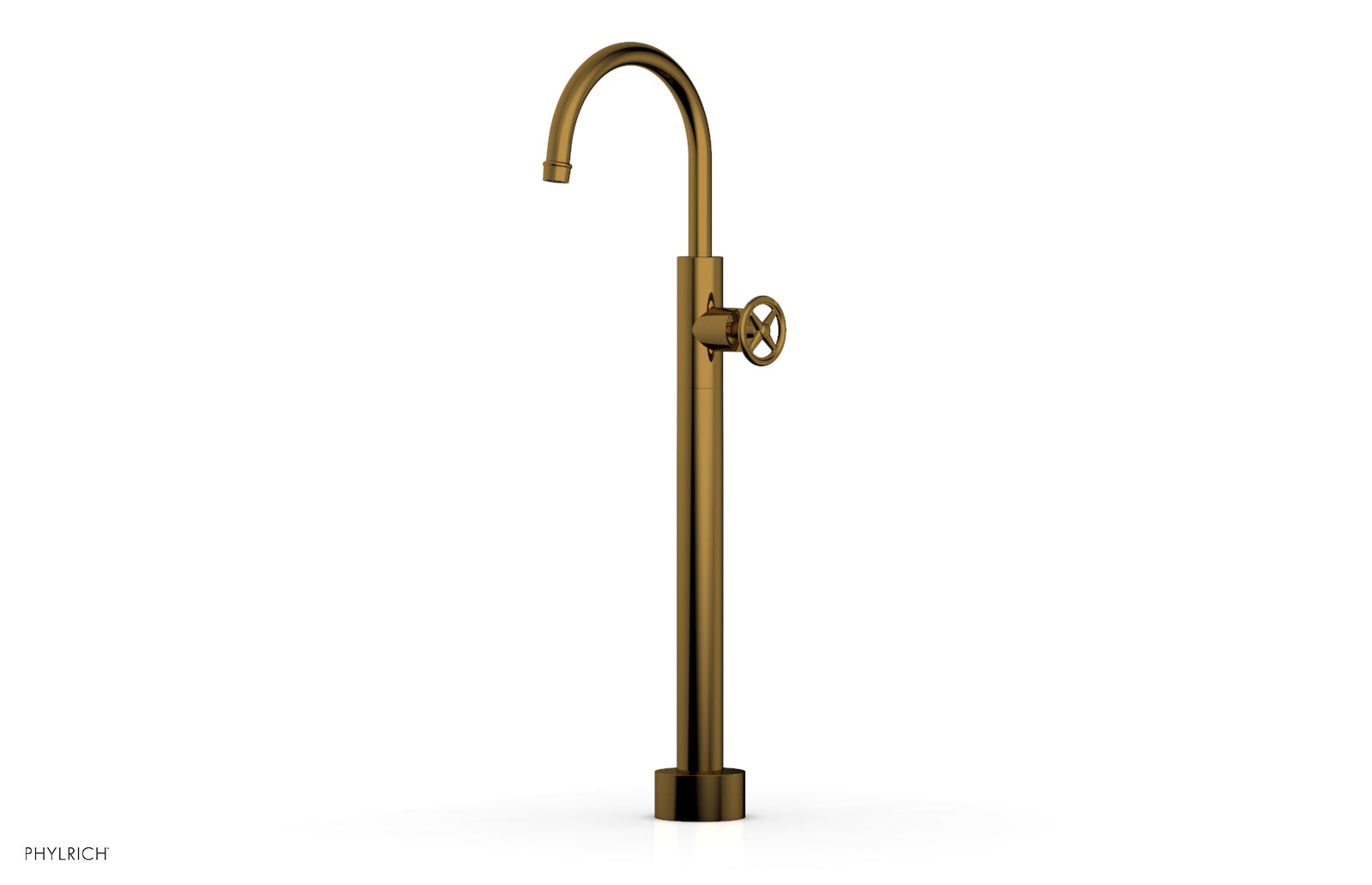 Phylrich WORKS Low Floor Mount Tub Filler - Cross Handle by Phylrich