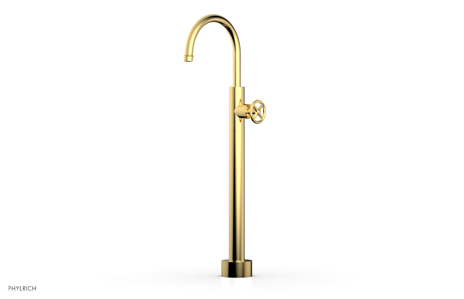 Phylrich WORKS Low Floor Mount Tub Filler - Cross Handle by Phylrich