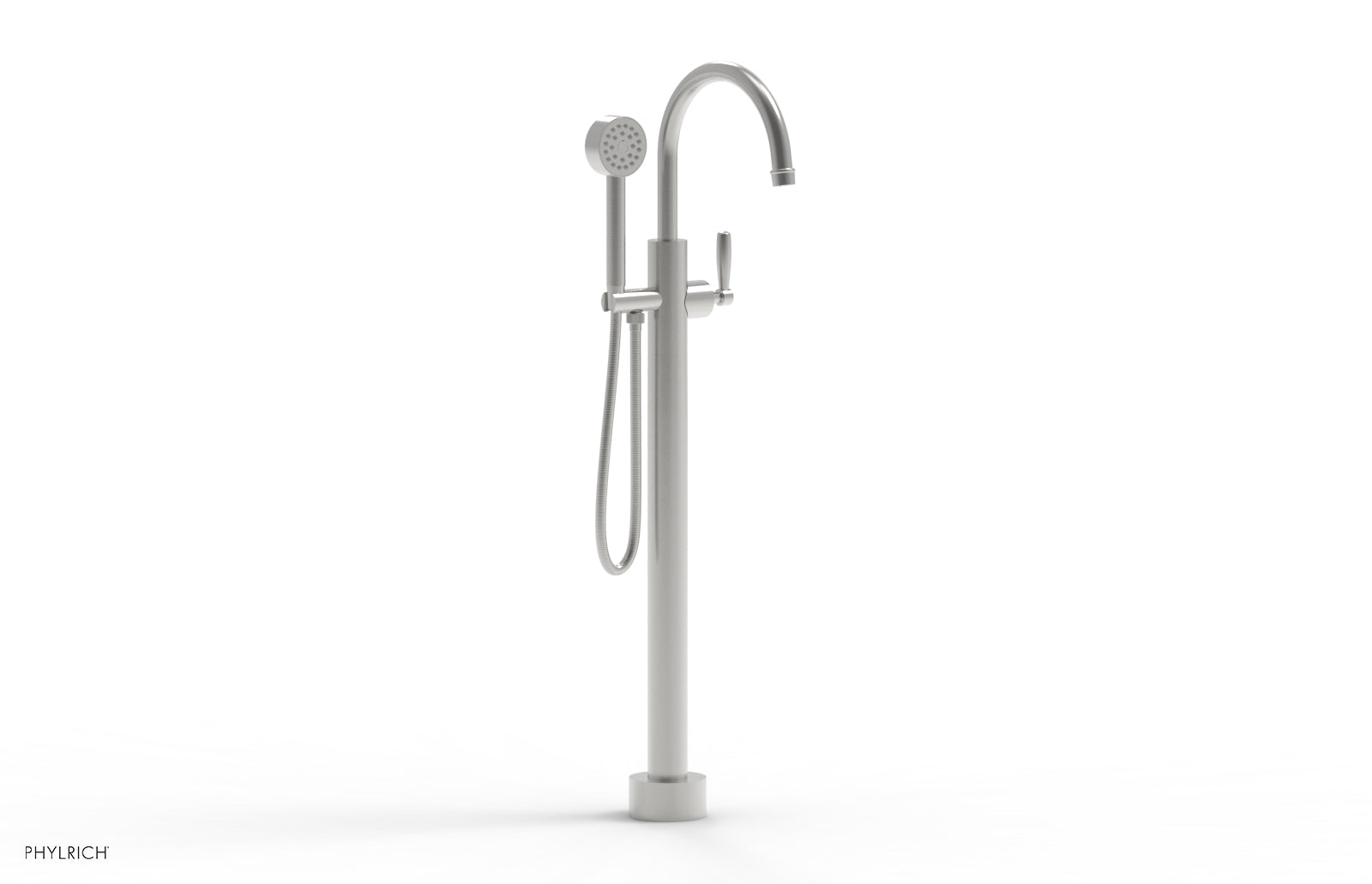 Phylrich WORKS Tall Floor Mount Tub Filler - Lever Handle with Hand Shower