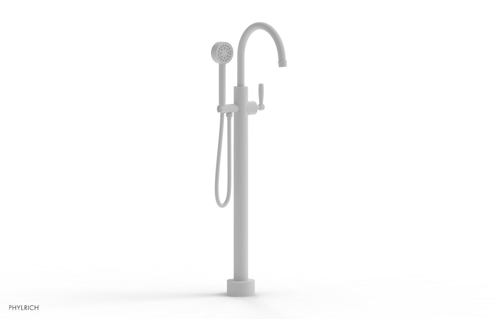 Phylrich WORKS Tall Floor Mount Tub Filler - Lever Handle with Hand Shower