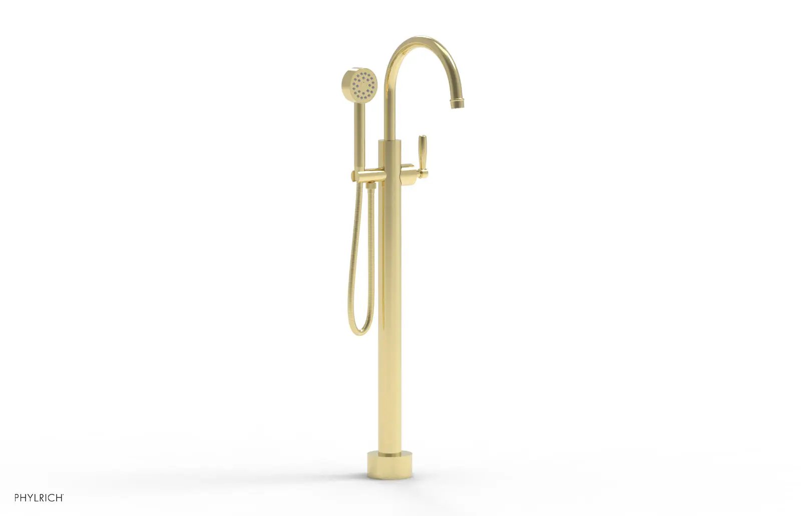 Phylrich WORKS Tall Floor Mount Tub Filler - Lever Handle with Hand Shower by Phylrich