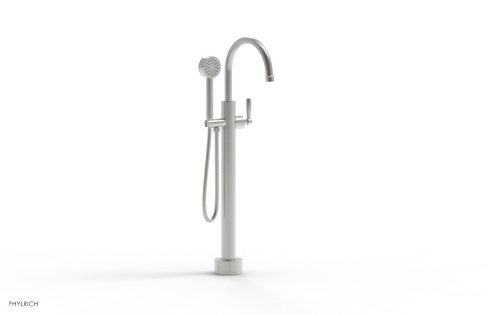 Phylrich WORKS Low Floor Mount Tub Filler - Lever Handle with Hand Shower
