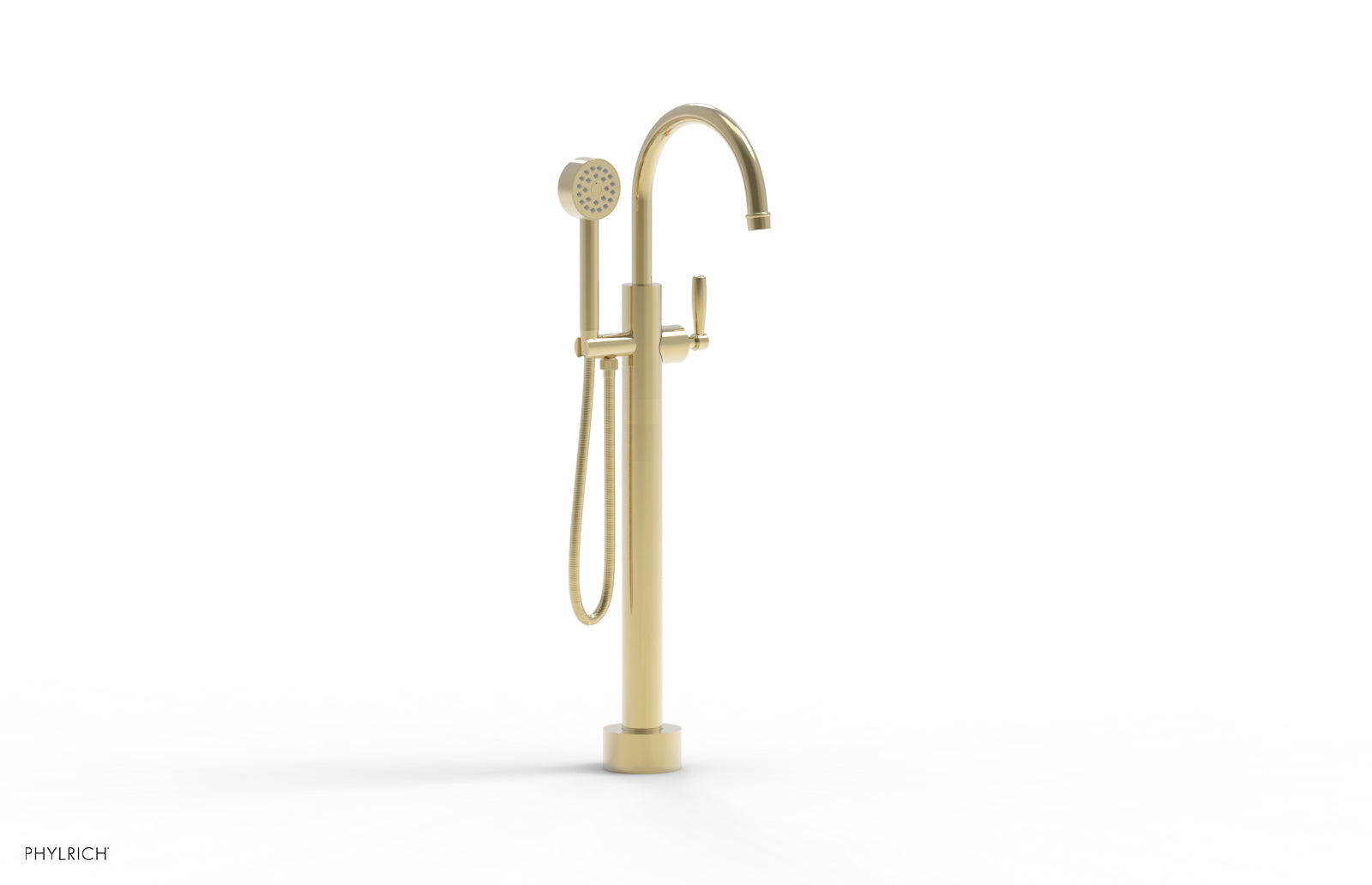 Phylrich WORKS Low Floor Mount Tub Filler - Lever Handle with Hand Shower