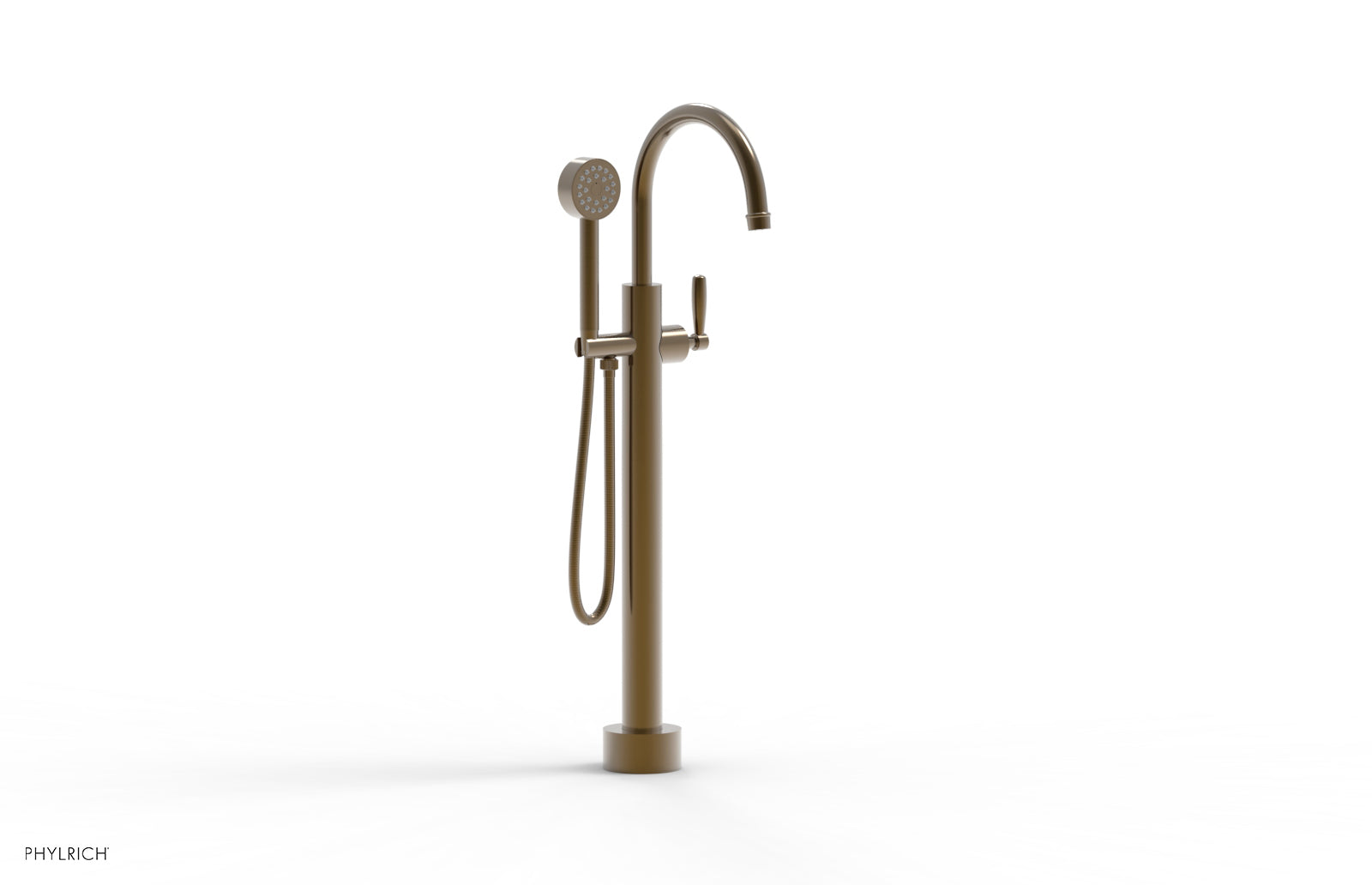 Phylrich WORKS Low Floor Mount Tub Filler - Lever Handle with Hand Shower