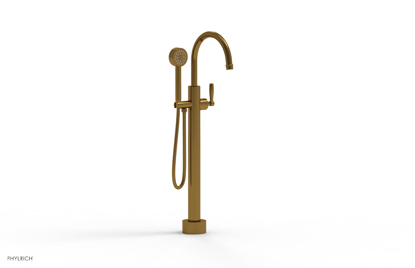 Phylrich WORKS Low Floor Mount Tub Filler - Lever Handle with Hand Shower