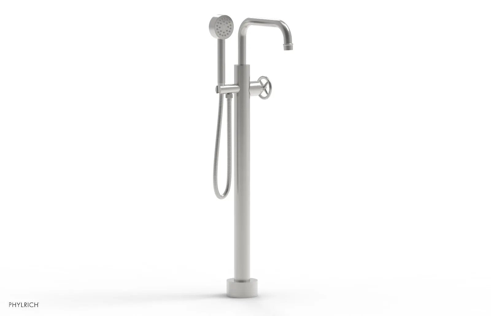 Phylrich WORKS Tall Floor Mount Tub Filler - Cross Handle with Hand Shower by Phylrich