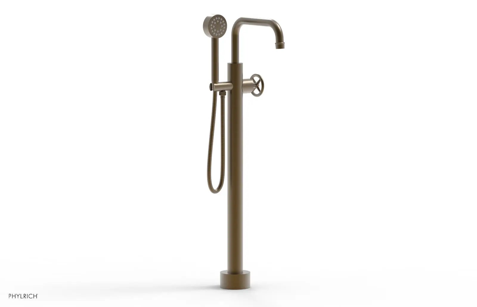 Phylrich WORKS Tall Floor Mount Tub Filler - Cross Handle with Hand Shower by Phylrich