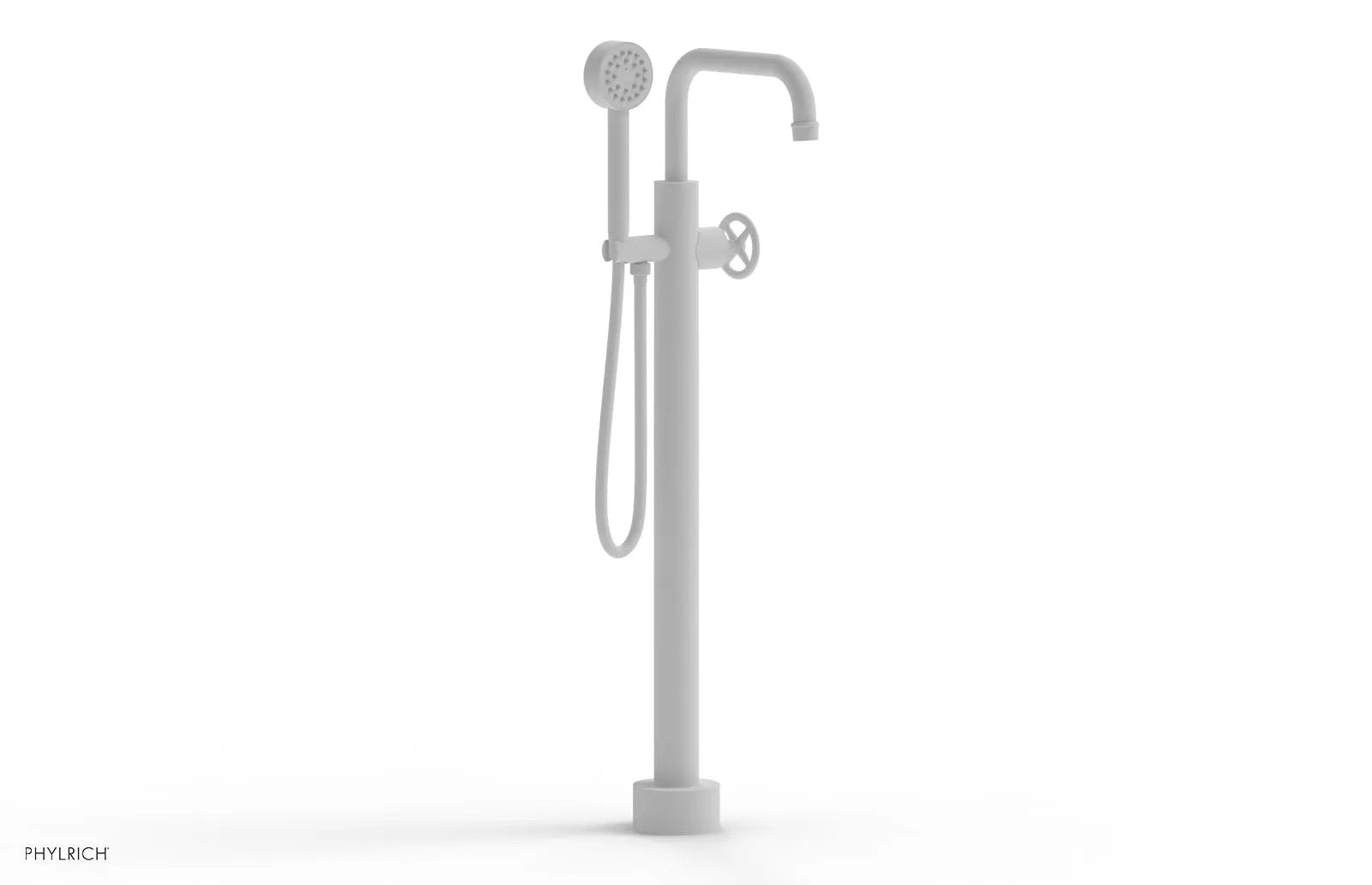 Phylrich WORKS Tall Floor Mount Tub Filler - Cross Handle with Hand Shower by Phylrich