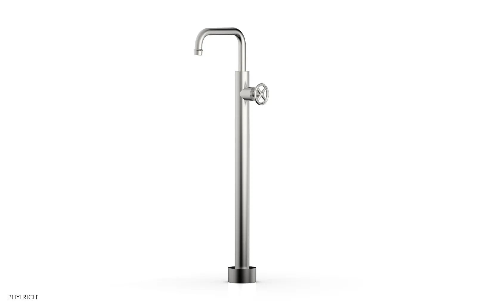 Phylrich WORKS Tall Floor Mount Tub Filler - Cross Handle by Phylrich