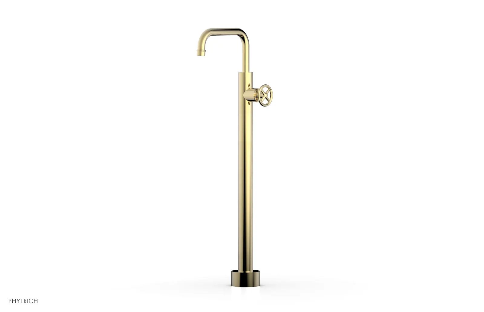Phylrich WORKS Tall Floor Mount Tub Filler - Cross Handle by Phylrich
