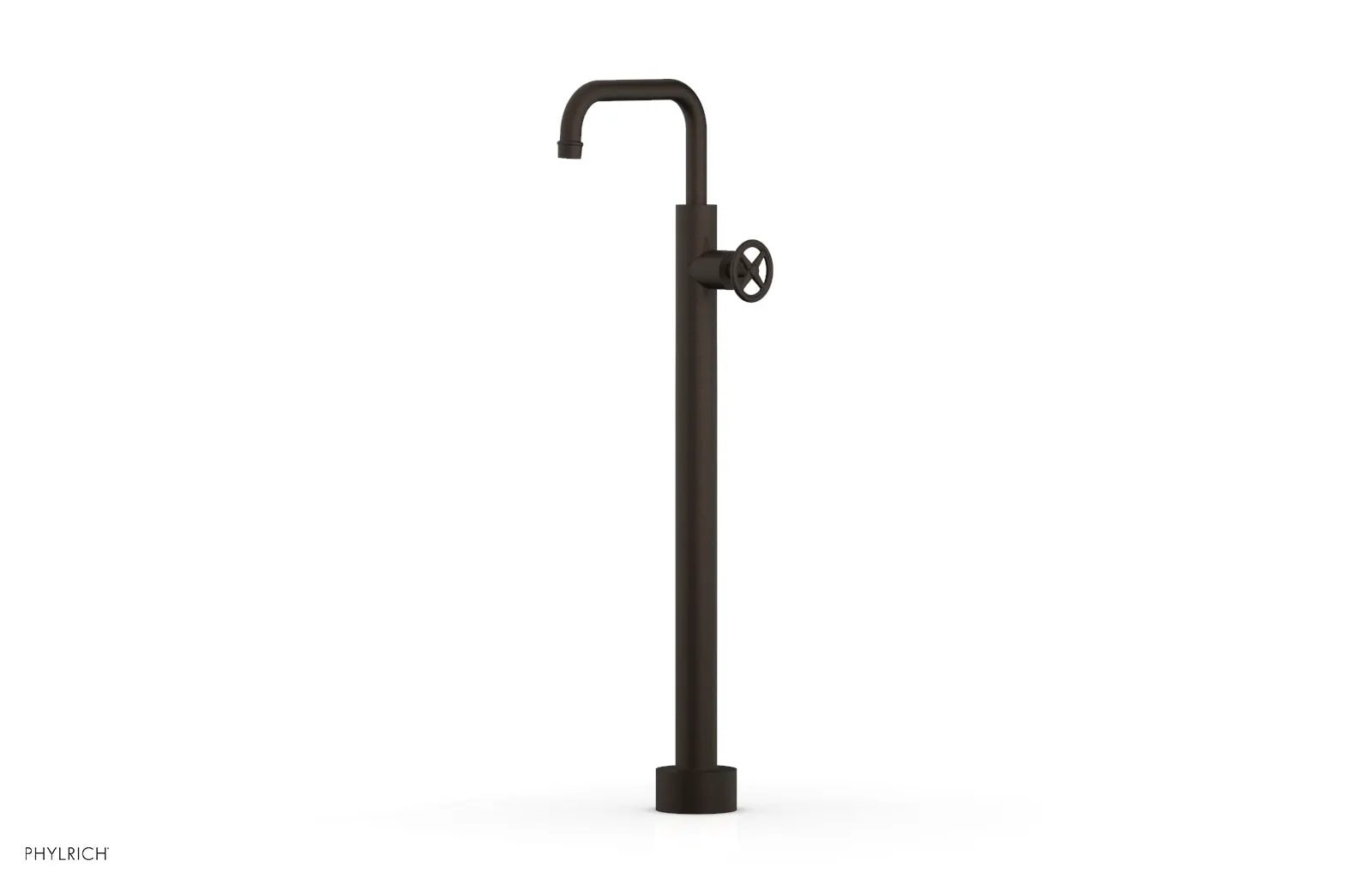 Phylrich WORKS Tall Floor Mount Tub Filler - Cross Handle by Phylrich