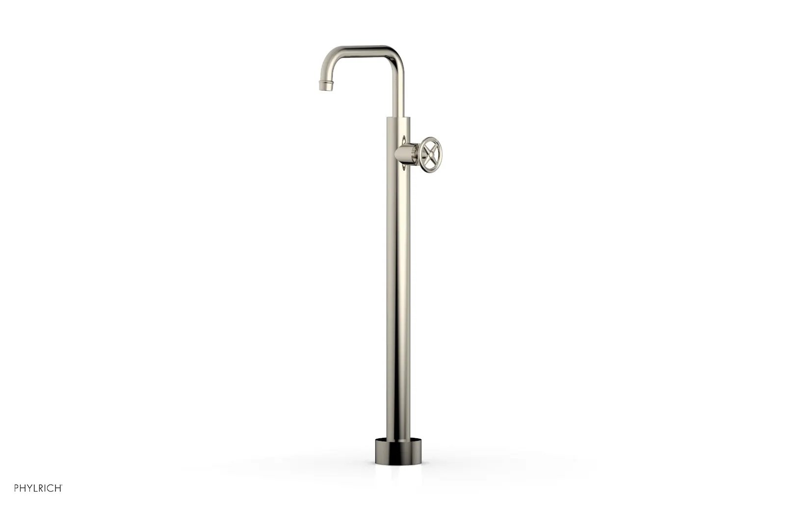 Phylrich WORKS Tall Floor Mount Tub Filler - Cross Handle by Phylrich