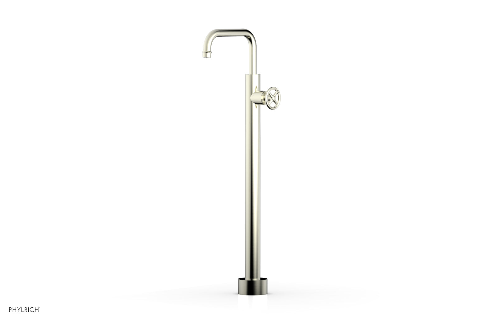 Phylrich WORKS Tall Floor Mount Tub Filler - Cross Handle by Phylrich