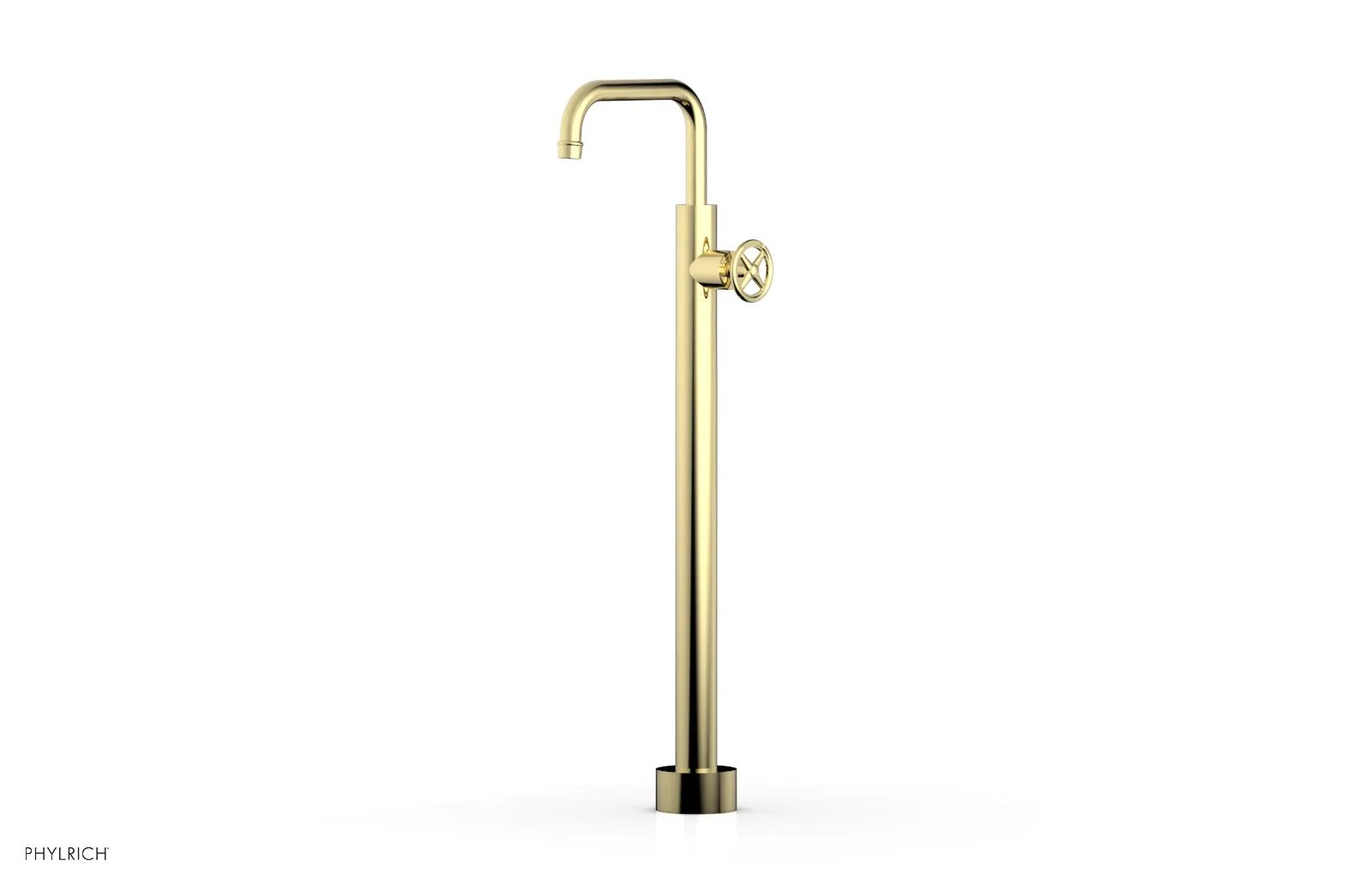 Phylrich WORKS Tall Floor Mount Tub Filler - Cross Handle by Phylrich