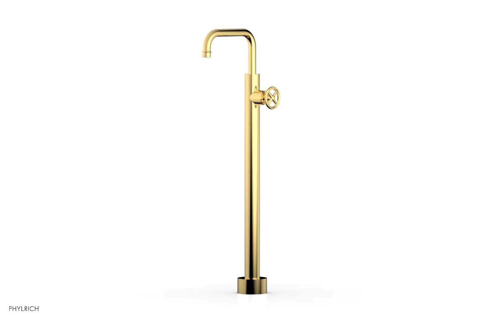 Phylrich WORKS Tall Floor Mount Tub Filler - Cross Handle by Phylrich