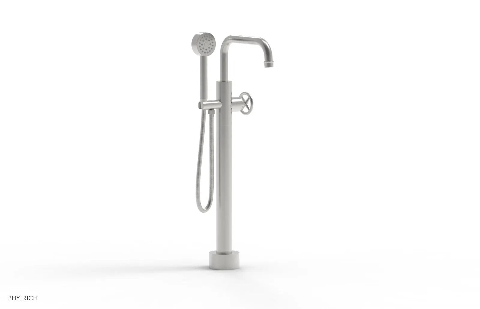 Phylrich WORKS Low Floor Mount Tub Filler - Cross Handle with Hand Shower by Phylrich