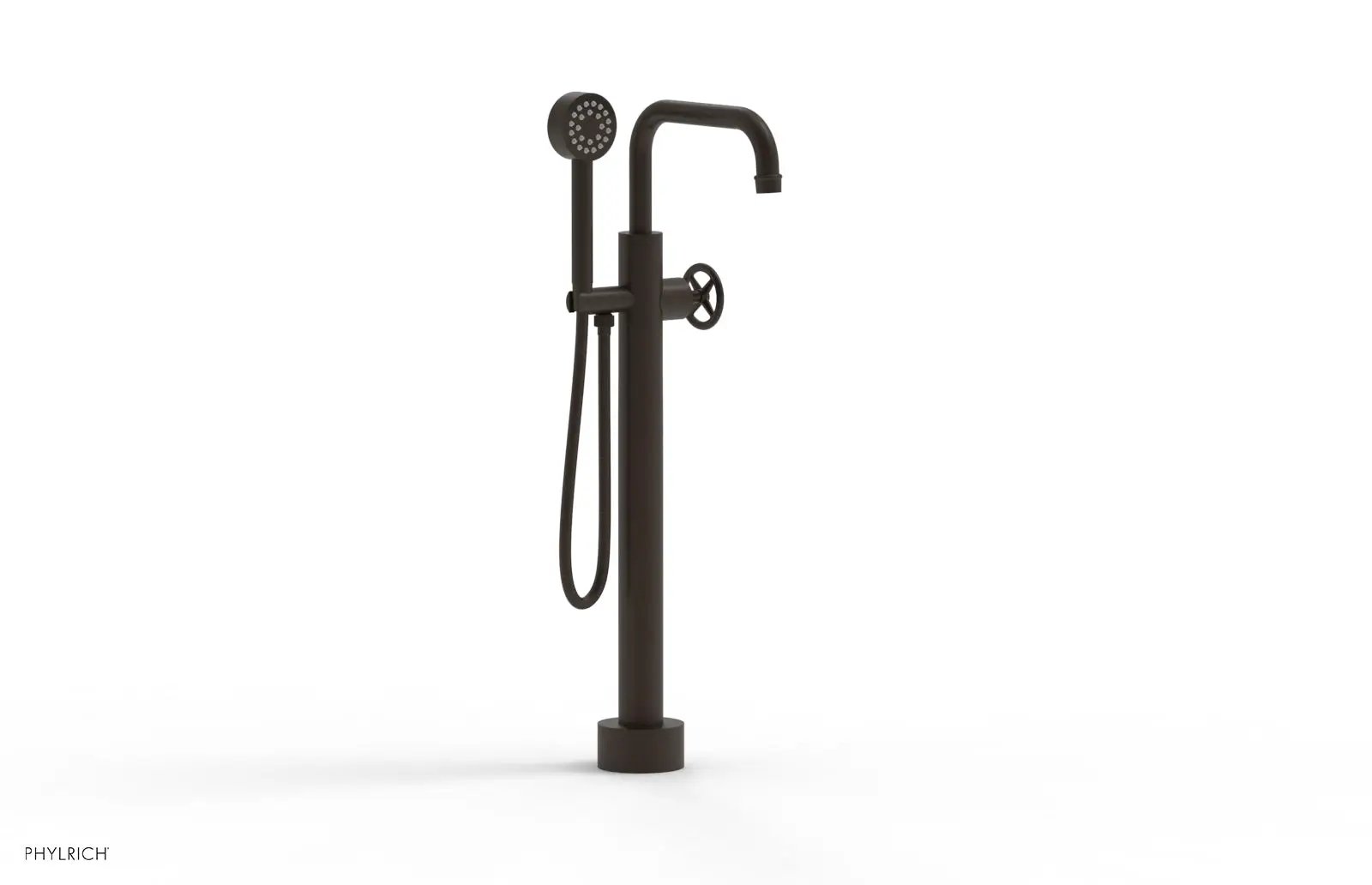 Phylrich WORKS Low Floor Mount Tub Filler - Cross Handle with Hand Shower by Phylrich