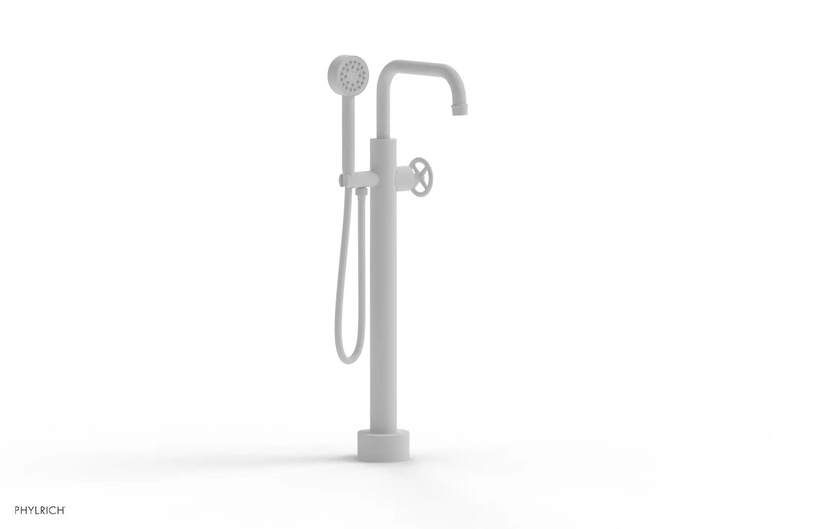 Phylrich WORKS Low Floor Mount Tub Filler - Cross Handle with Hand Shower by Phylrich