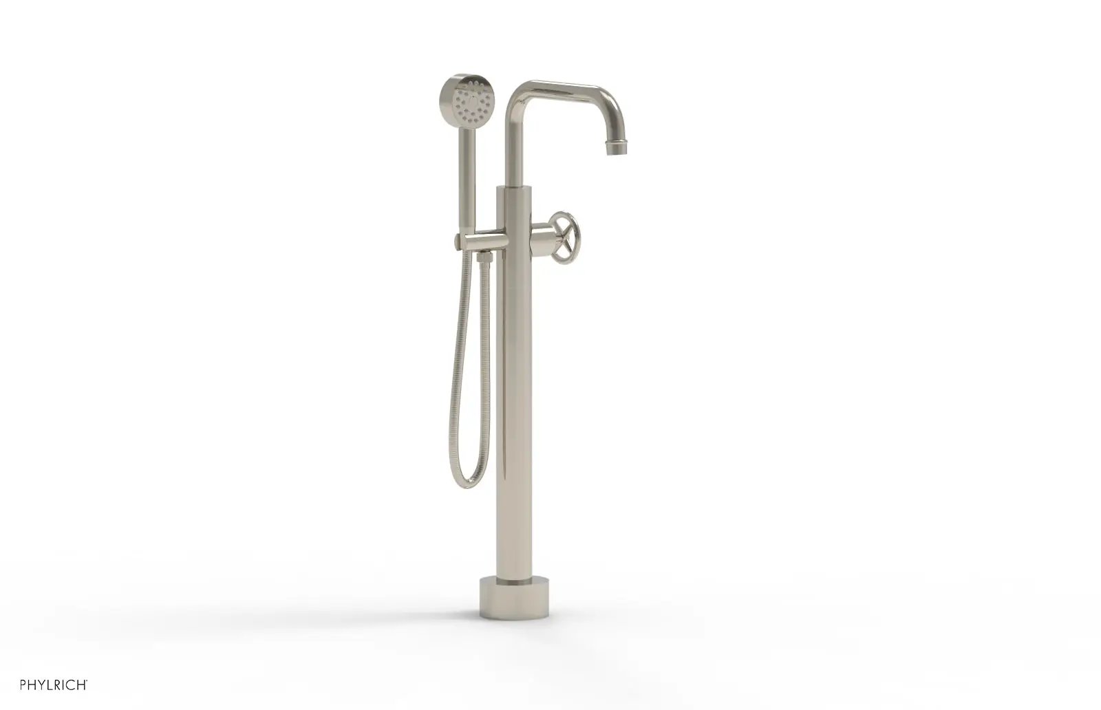 Phylrich WORKS Low Floor Mount Tub Filler - Cross Handle with Hand Shower by Phylrich