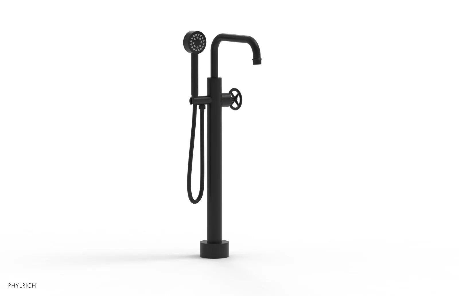 Phylrich WORKS Low Floor Mount Tub Filler - Cross Handle with Hand Shower by Phylrich