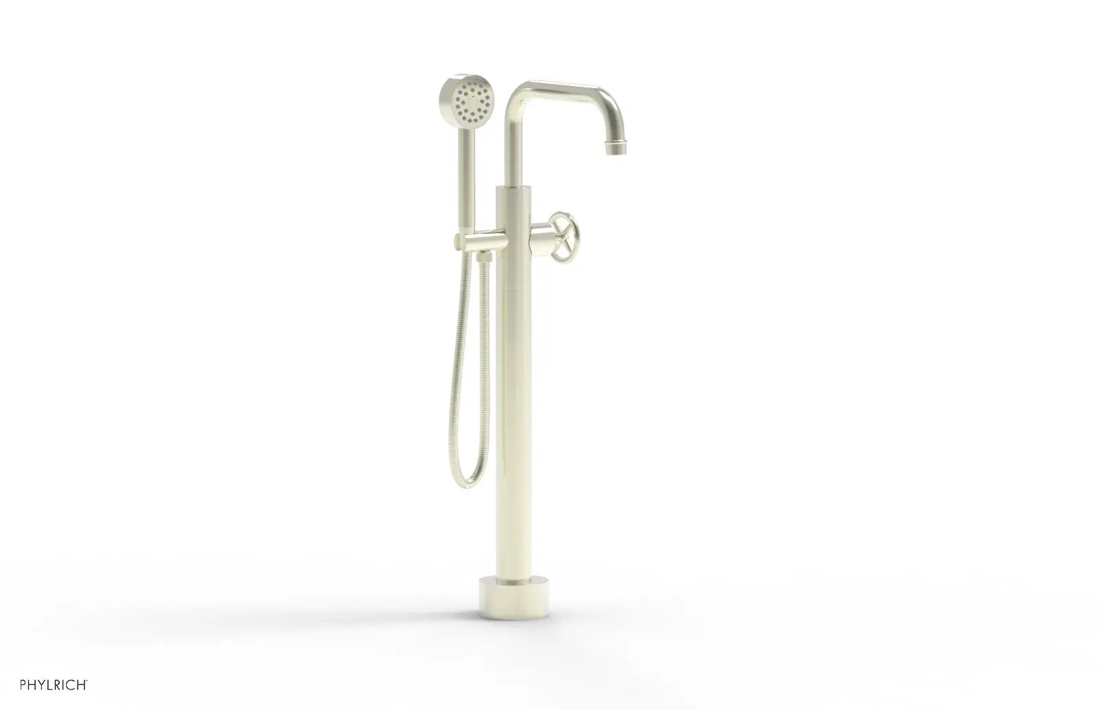 Phylrich WORKS Low Floor Mount Tub Filler - Cross Handle with Hand Shower by Phylrich