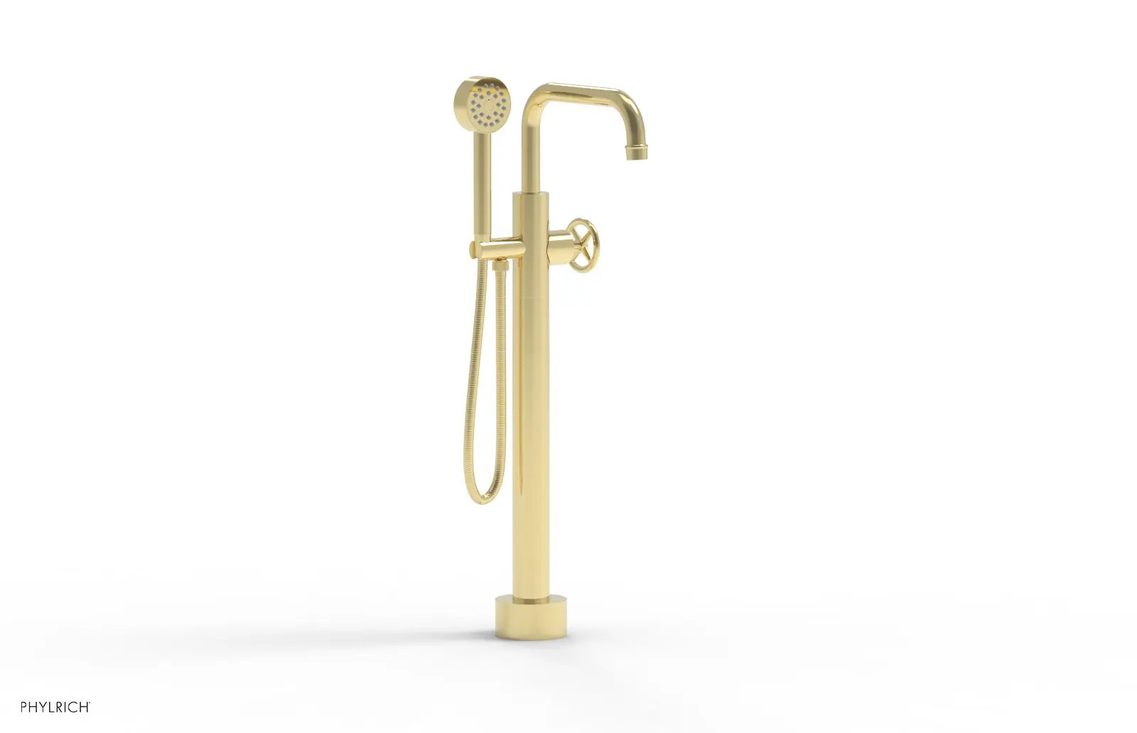 Phylrich WORKS Low Floor Mount Tub Filler - Cross Handle with Hand Shower by Phylrich