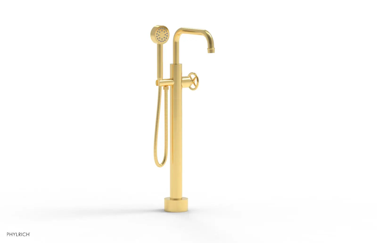 Phylrich WORKS Low Floor Mount Tub Filler - Cross Handle with Hand Shower by Phylrich