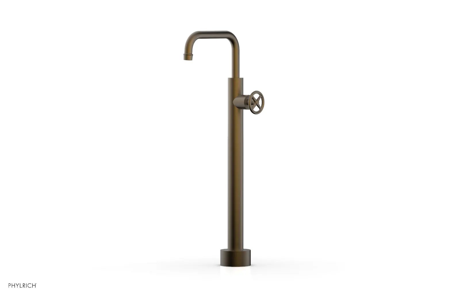 Phylrich WORKS Low Floor Mount Tub Filler - Cross Handle by Phylrich