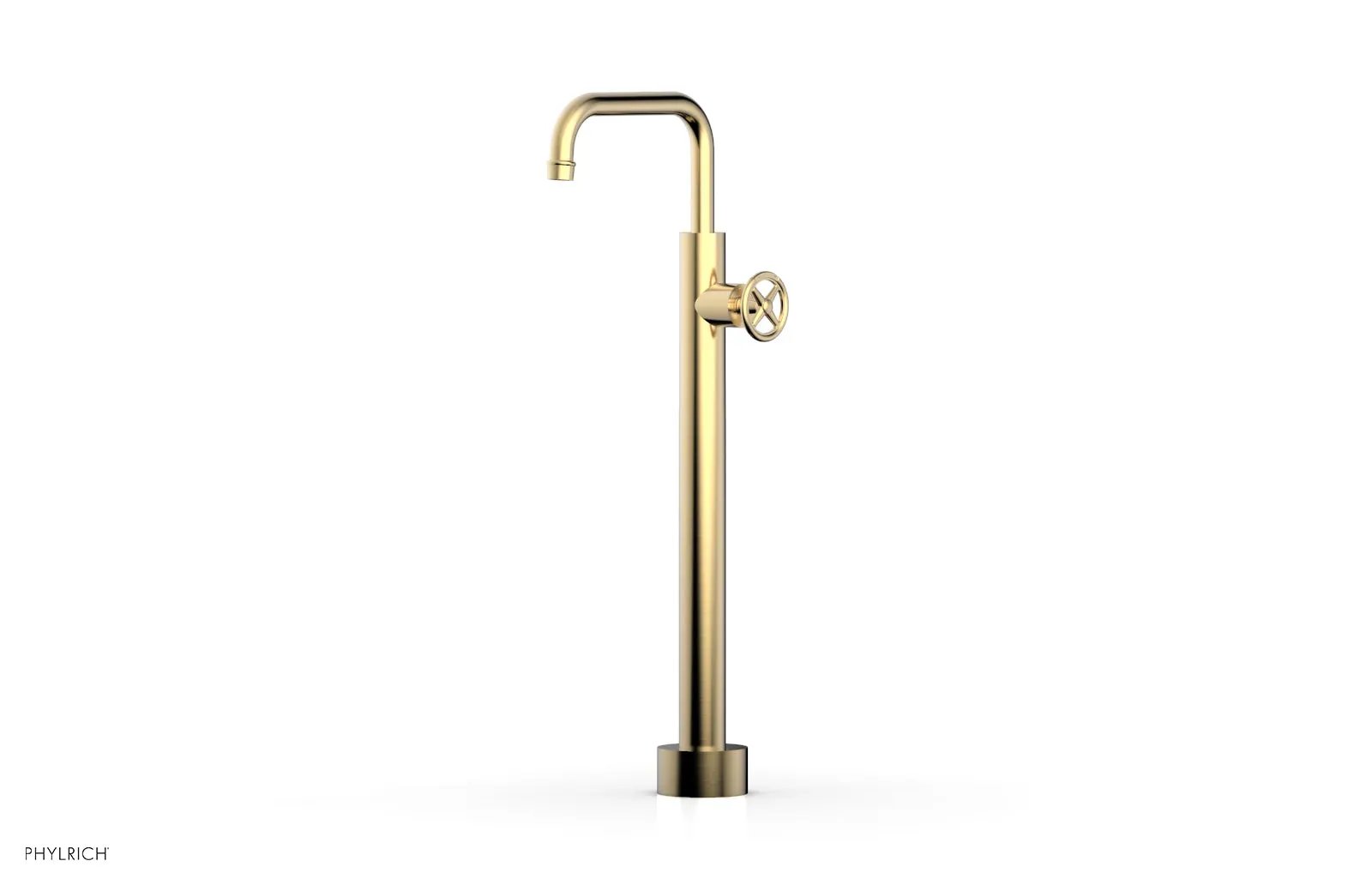 Phylrich WORKS Low Floor Mount Tub Filler - Cross Handle by Phylrich
