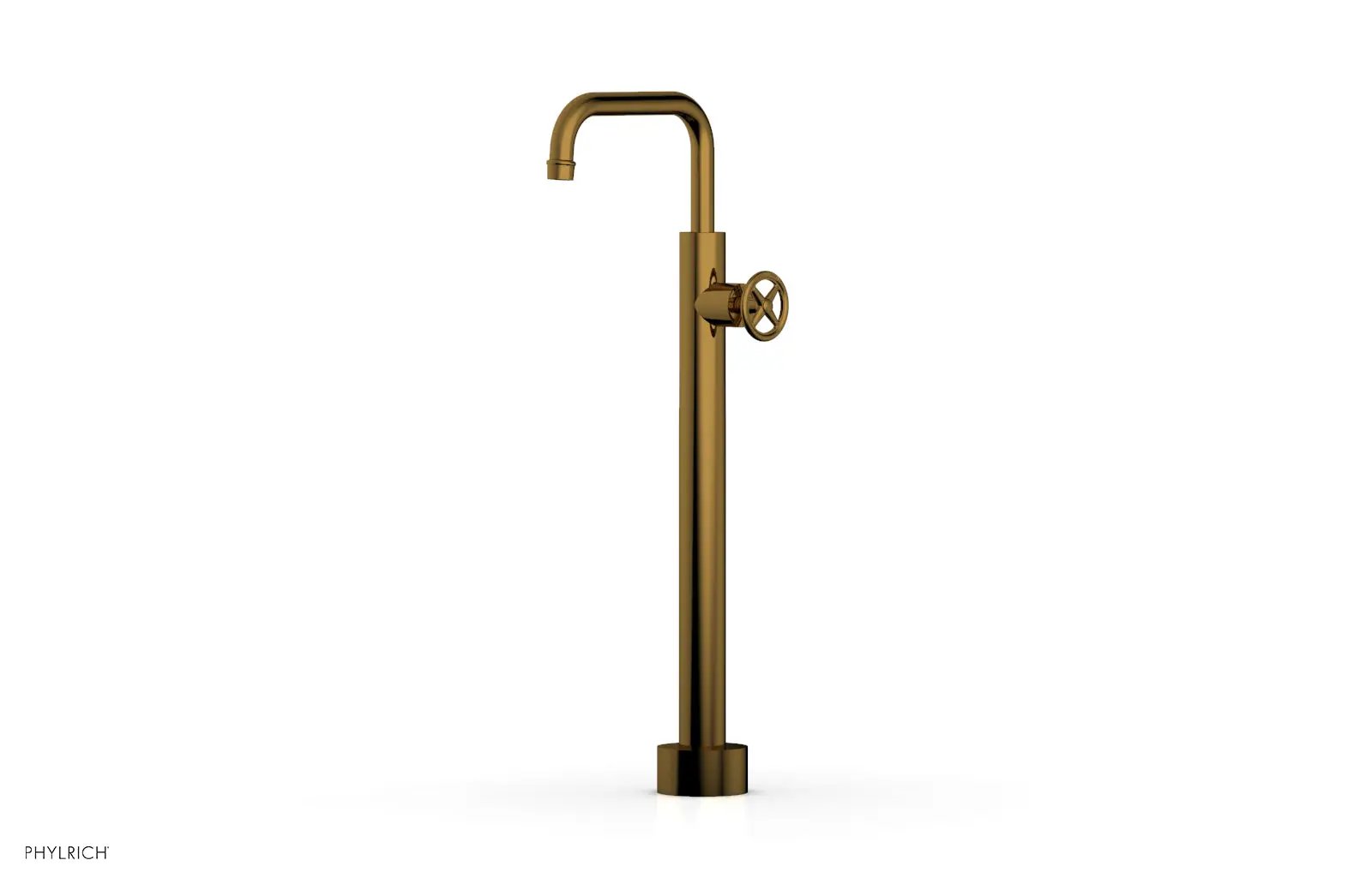 Phylrich WORKS Low Floor Mount Tub Filler - Cross Handle by Phylrich