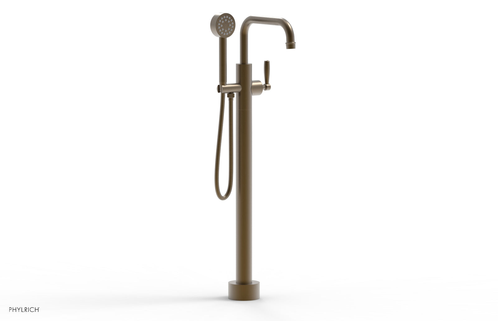 Phylrich WORKS Tall Floor Mount Tub Filler - Lever Handle with Hand Shower