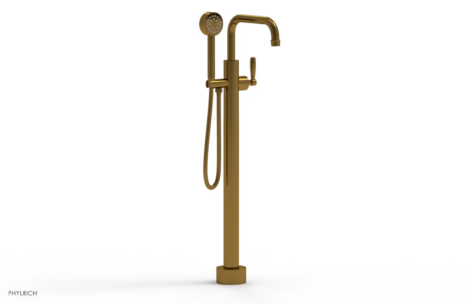 Phylrich WORKS Tall Floor Mount Tub Filler - Lever Handle with Hand Shower by Phylrich