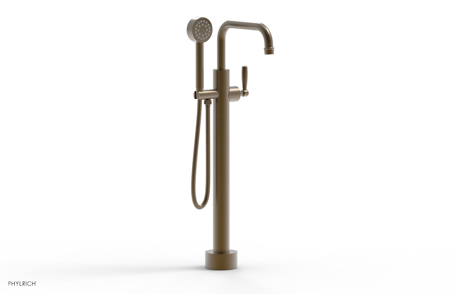 Phylrich WORKS Low Floor Mount Tub Filler - Lever Handle with Hand Shower