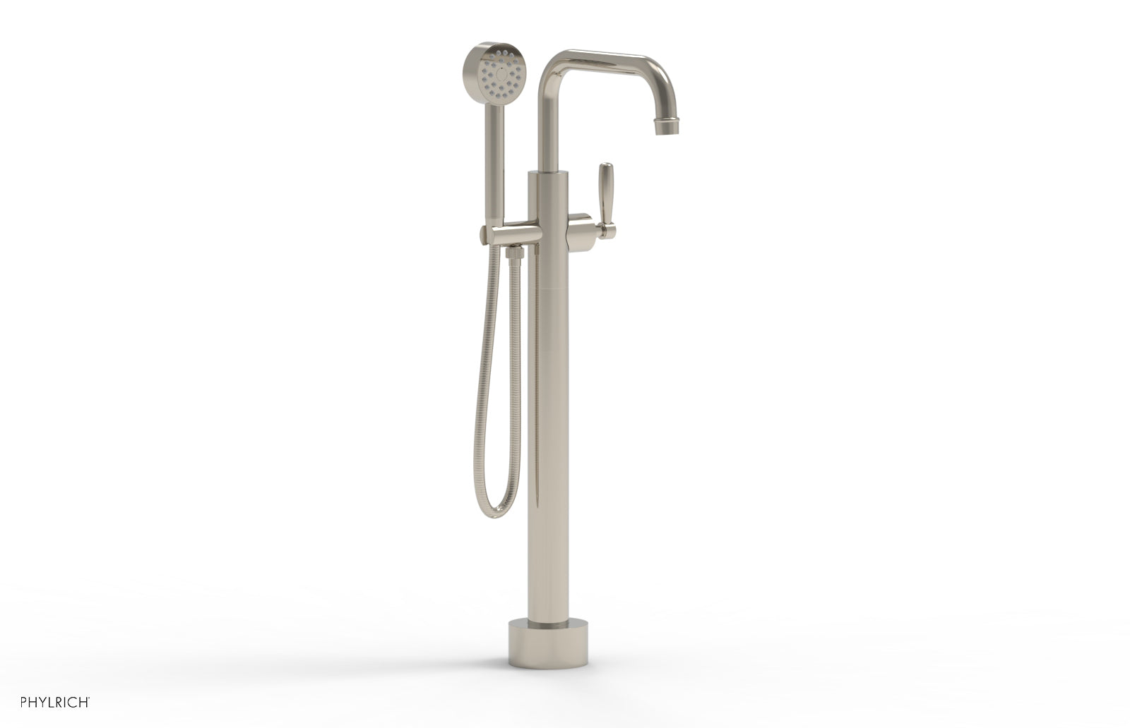 Phylrich WORKS Low Floor Mount Tub Filler - Lever Handle with Hand Shower
