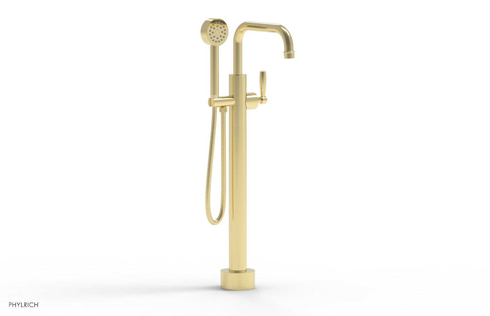 Phylrich WORKS Low Floor Mount Tub Filler - Lever Handle with Hand Shower
