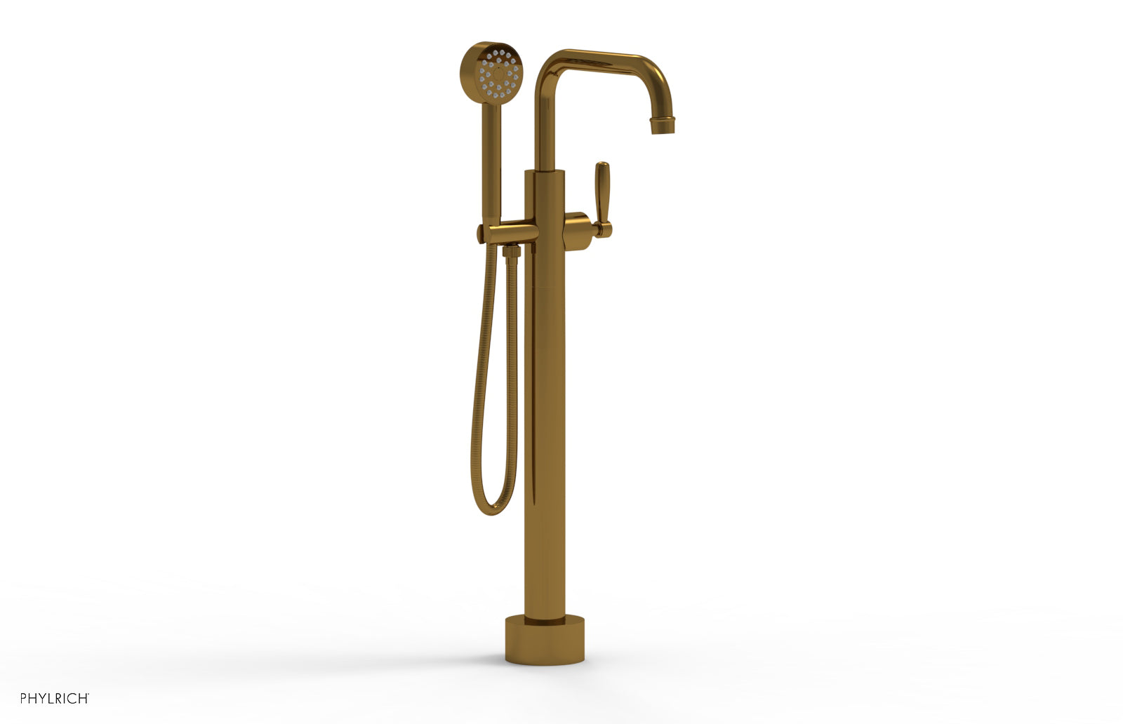 Phylrich WORKS Low Floor Mount Tub Filler - Lever Handle with Hand Shower
