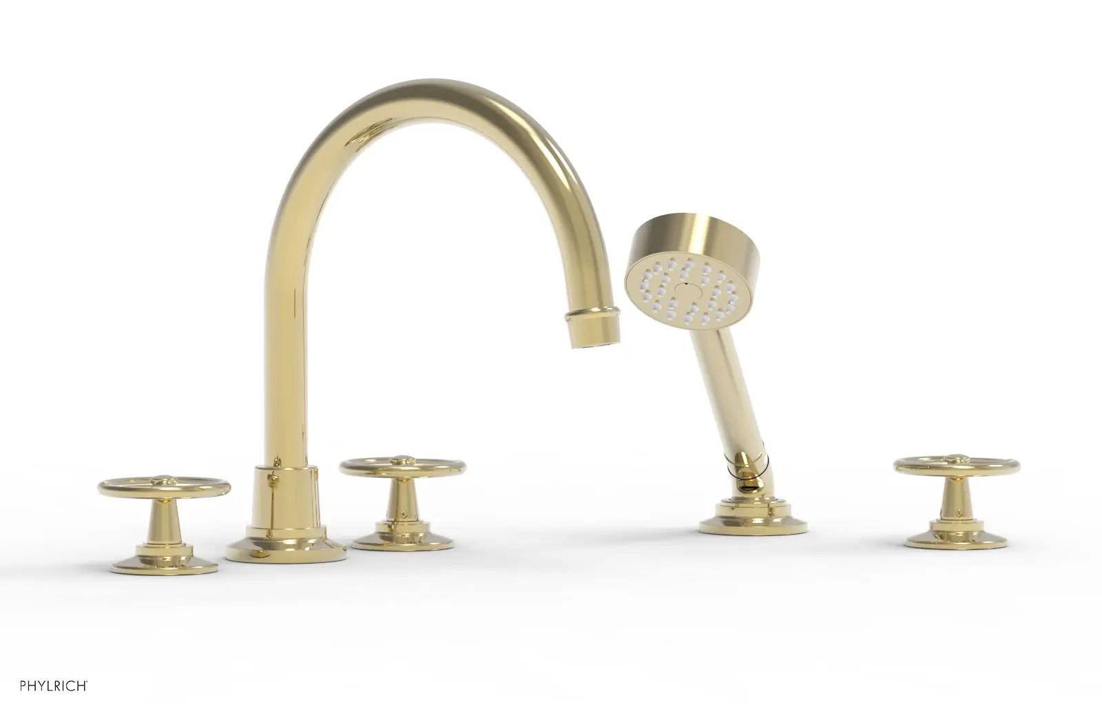 Phylrich WORKS Deck Tub Set with Hand Shower - High Spout Cross Handles by Phylrich