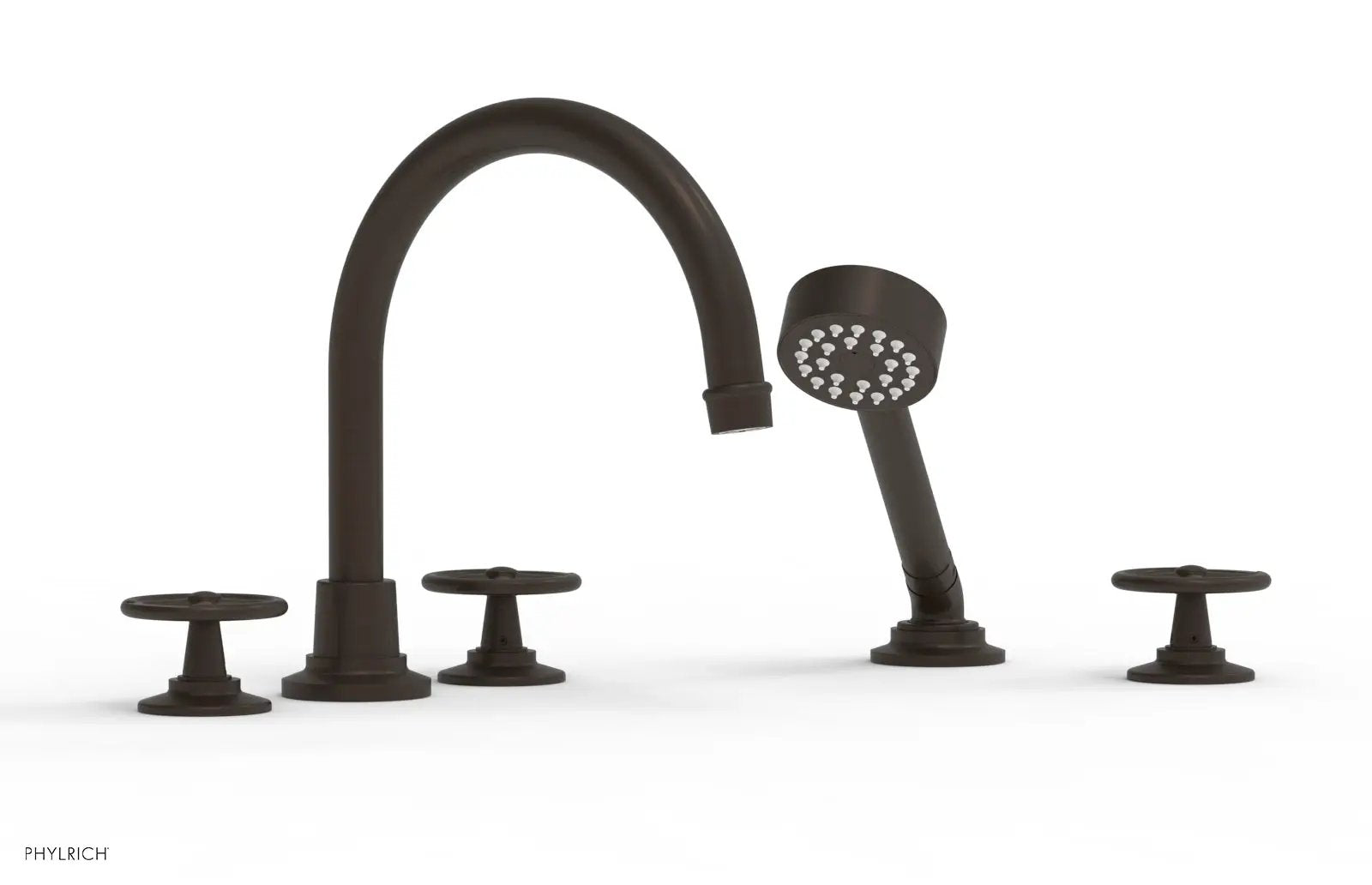 Phylrich WORKS Deck Tub Set with Hand Shower - High Spout Cross Handles by Phylrich