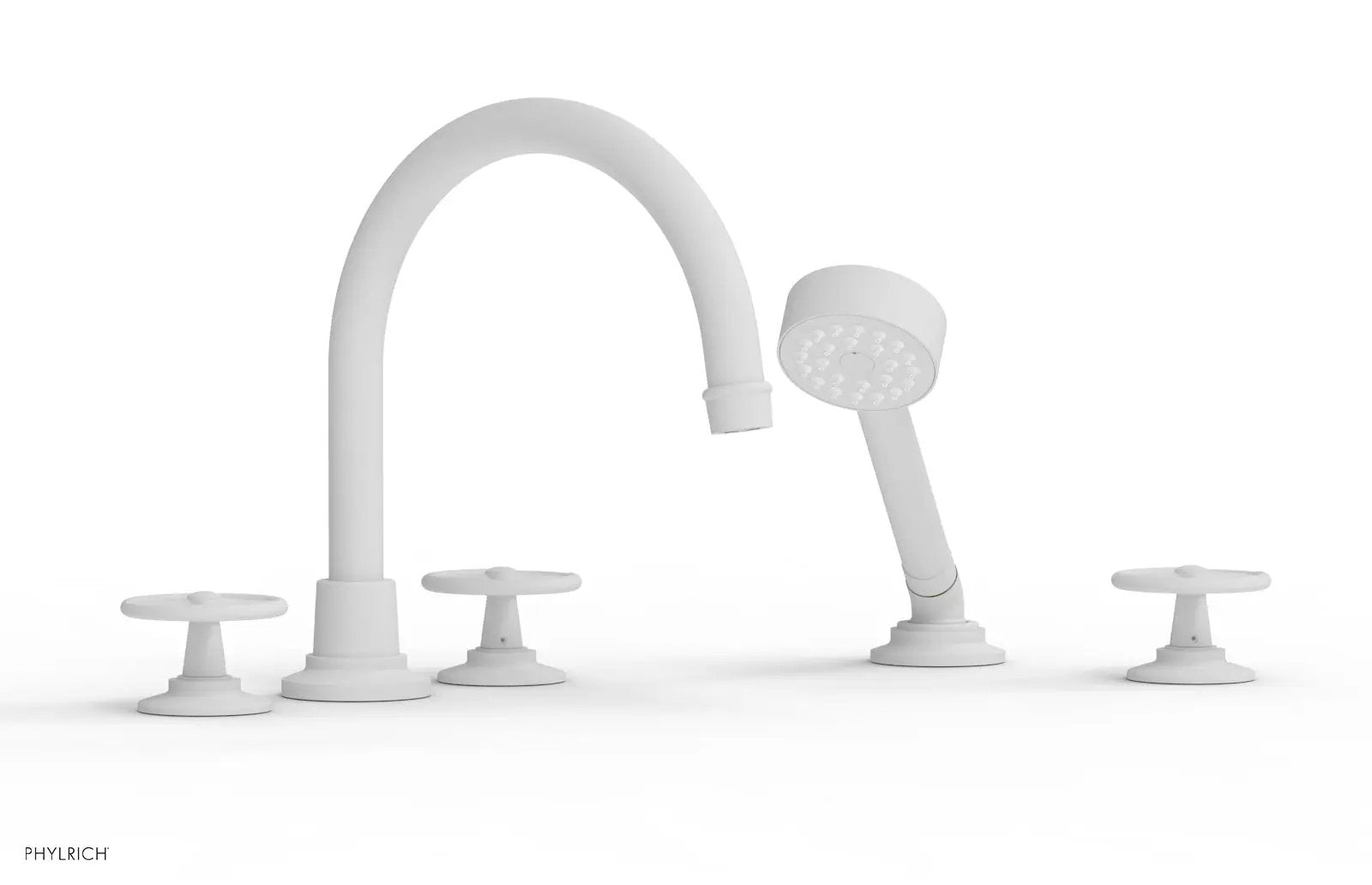 Phylrich WORKS Deck Tub Set with Hand Shower - High Spout Cross Handles by Phylrich
