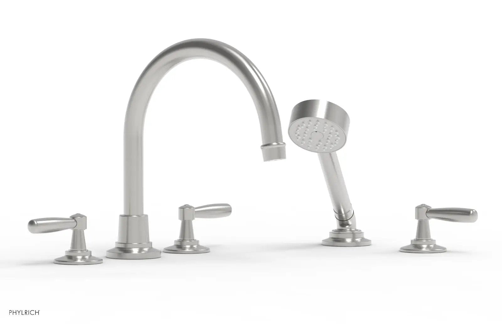Phylrich WORKS Deck Tub Set with Hand Shower - High Spout Lever Handles by Phylrich