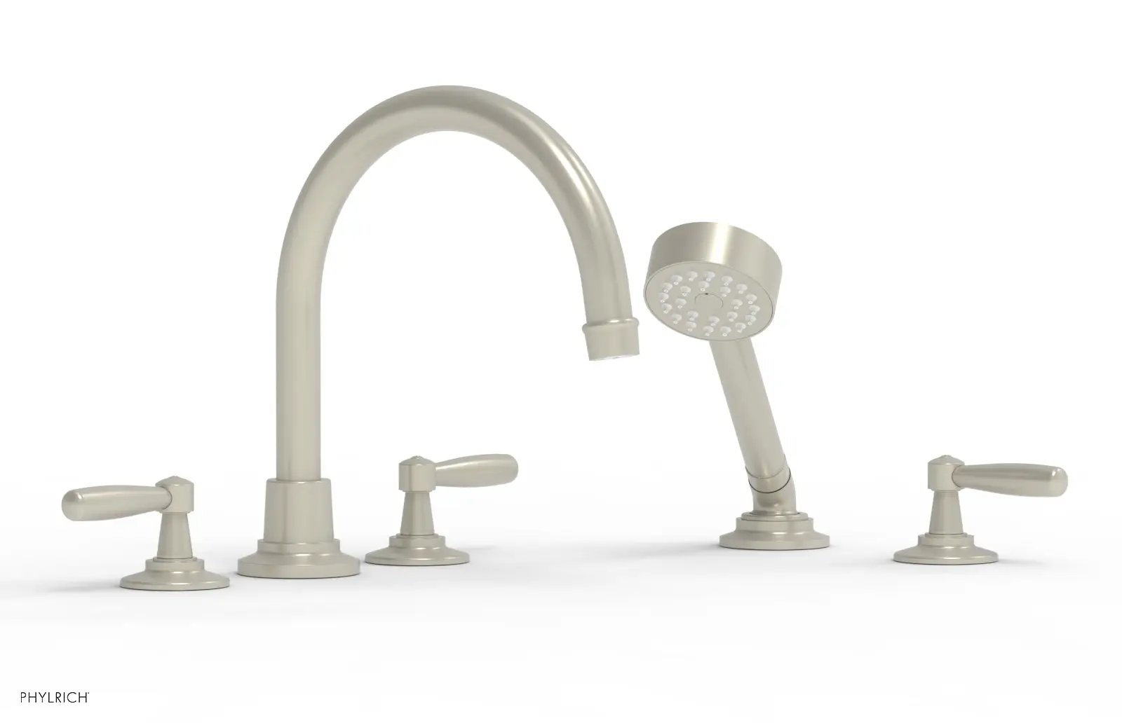 Phylrich WORKS Deck Tub Set with Hand Shower - High Spout Lever Handles by Phylrich