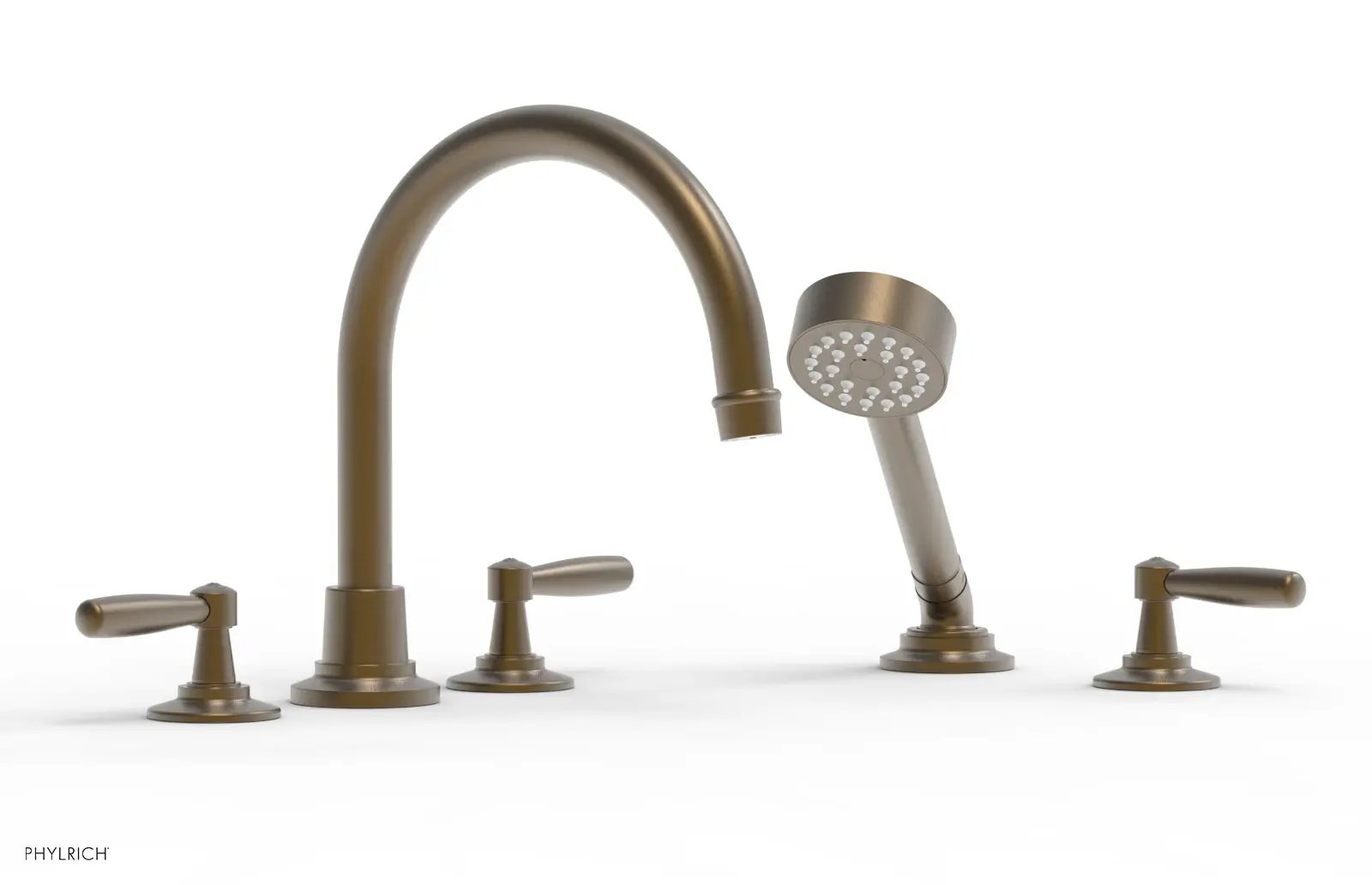 Phylrich WORKS Deck Tub Set with Hand Shower - High Spout Lever Handles by Phylrich