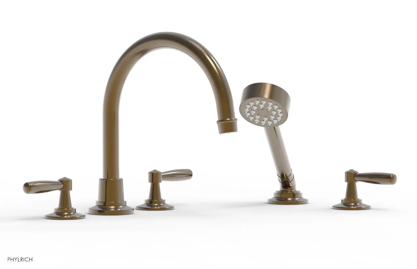 Phylrich WORKS Deck Tub Set with Hand Shower - High Spout Lever Handles by Phylrich