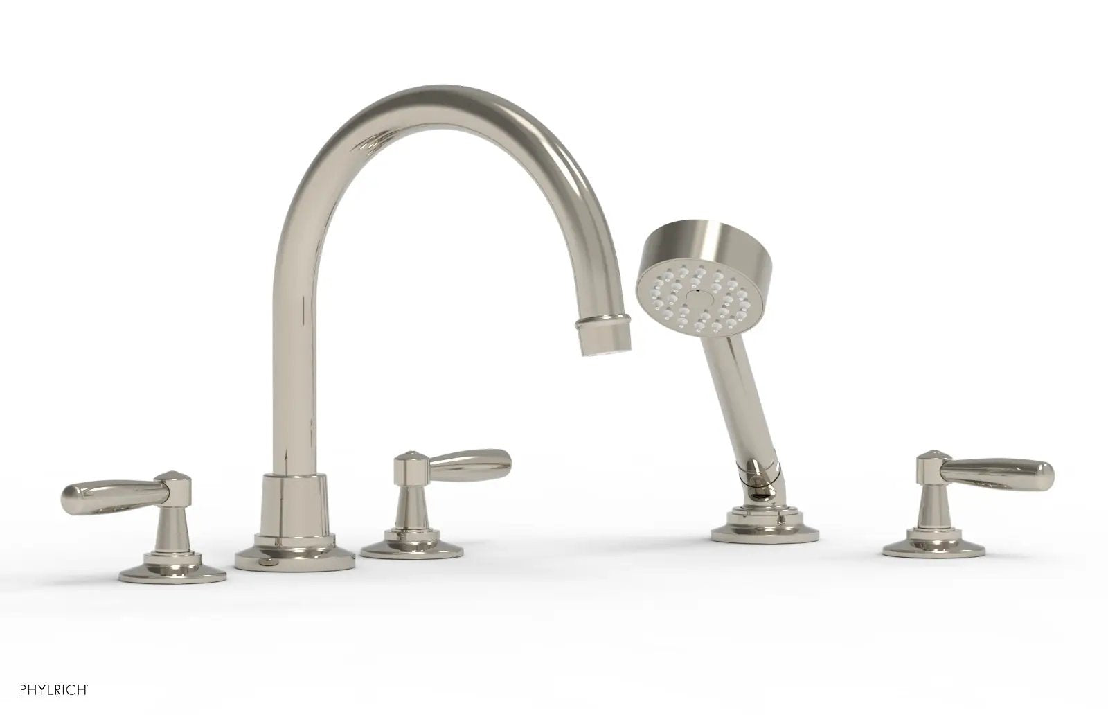 Phylrich WORKS Deck Tub Set with Hand Shower - High Spout Lever Handles by Phylrich