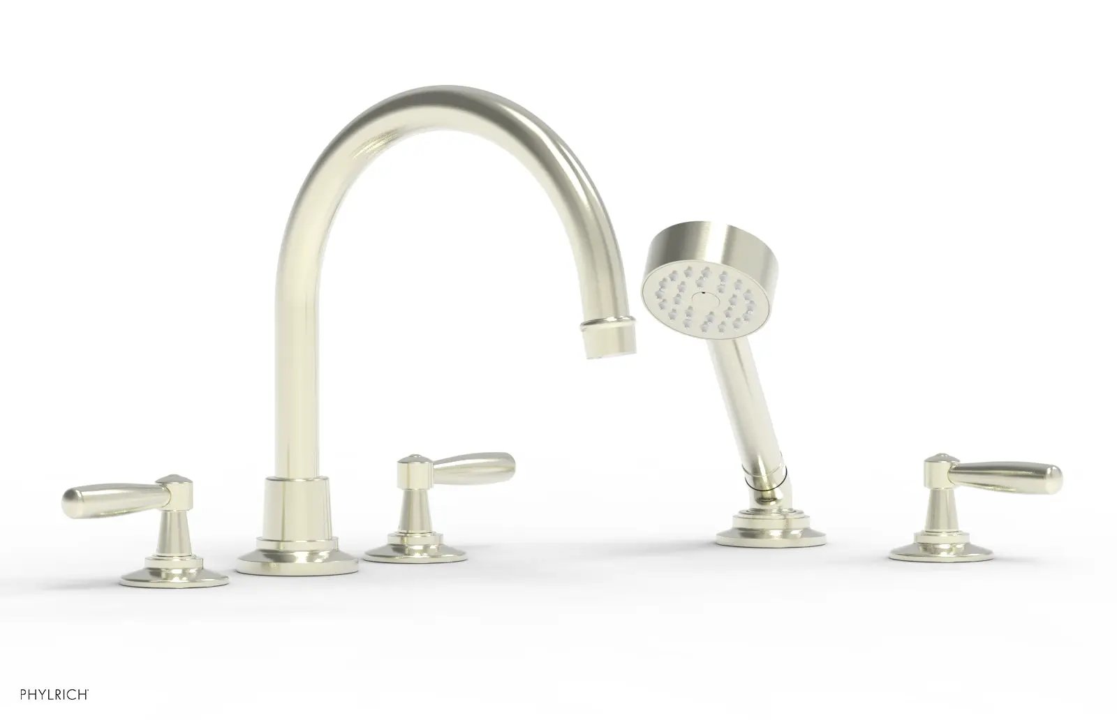 Phylrich WORKS Deck Tub Set with Hand Shower - High Spout Lever Handles by Phylrich