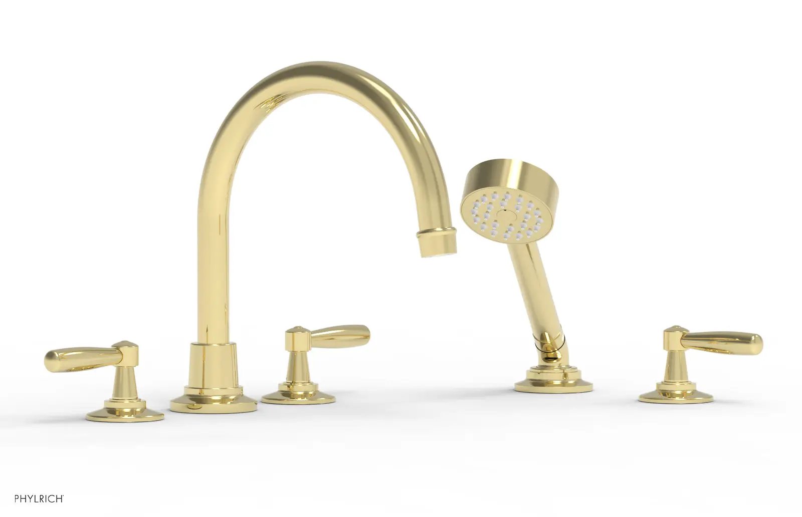 Phylrich WORKS Deck Tub Set with Hand Shower - High Spout Lever Handles by Phylrich