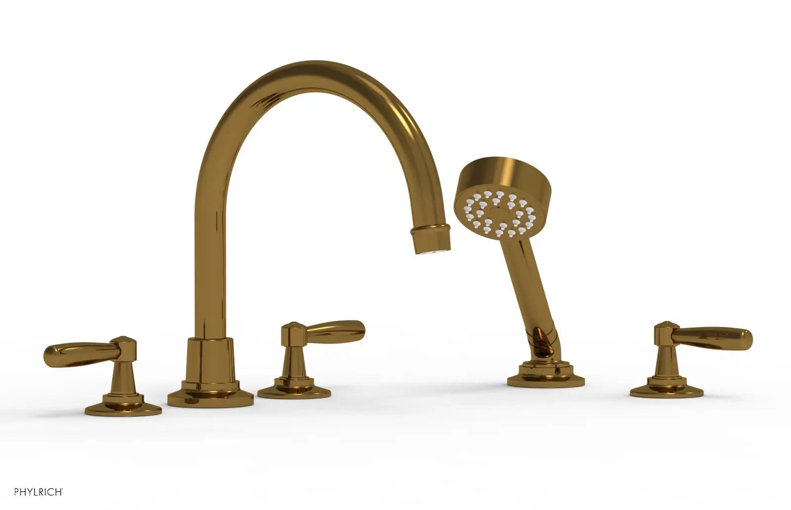 Phylrich WORKS Deck Tub Set with Hand Shower - High Spout Lever Handles by Phylrich