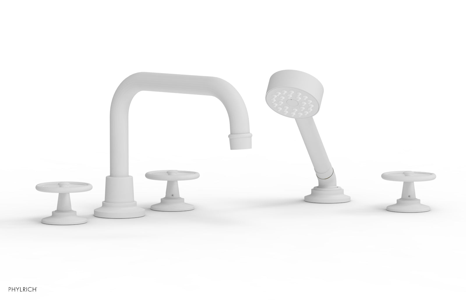 Phylrich WORKS Deck Tub Set with Hand Shower - Cross Handles